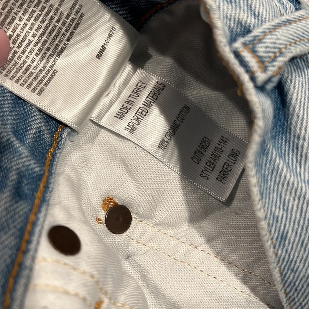 Agolde Light Blue Distressed Denim Shorts - Picture 3 of 4